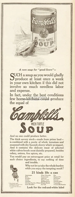 1912 Campbell Mock Turtle Soup Kid Camden NJ Rare Soup for Good-Livers Ad