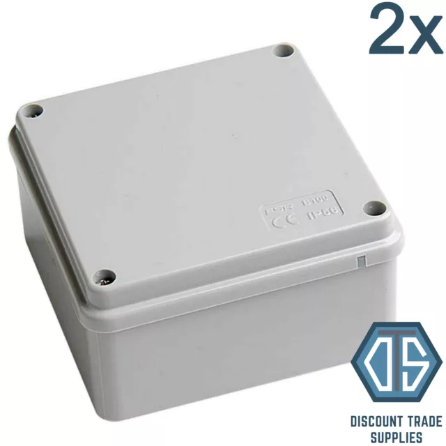 2x Waterproof Junction Box 100 x 100 x 50 IP56 PVC Adaptable Box Enclosure