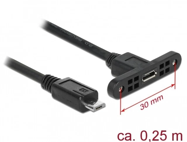 USB-KABEL 2.0 MICRO B -> Micro-B Bu/St Einbau 0,25m, Delock [85245] EUR ...