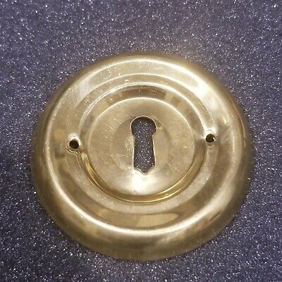 Escutcheon Keyhole Cover Door Circular Antique Plate Art Nouveau Circle Brass 2