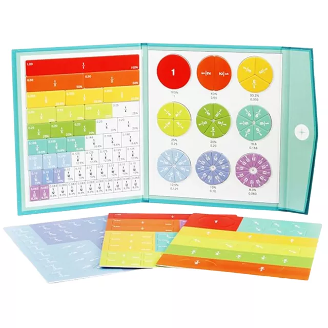 Children Magnetic Fraction Learning Math Toys Wooden Fraction Book Puzzle Set 3