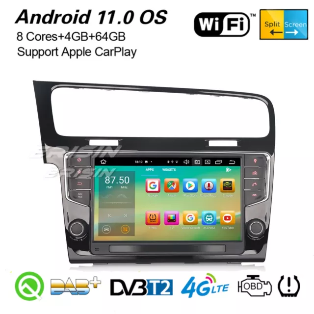 9" 8-Kern Navi DSP Android 11.0 BT Autoradio DAB+ CarPlay WiFi Für VW GOLF VII/7