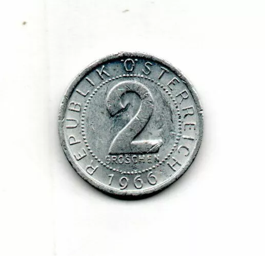1966 Austria 2 Groschen Republik Ostereich Circulated Coin #Fc1269 Free S&H Too!