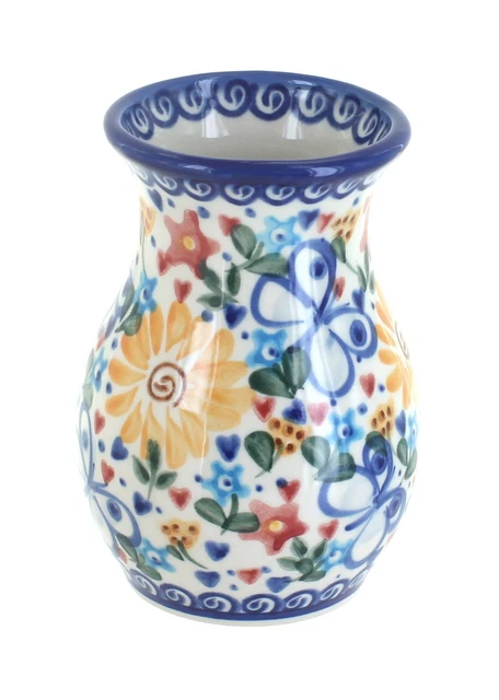 Blue Rose Polish Pottery Butterfly Vase