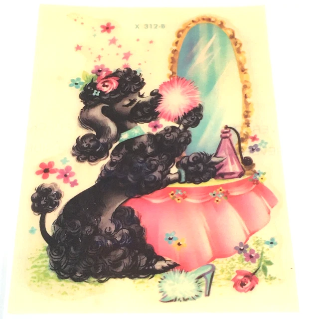 Caniche Negro Meyercord De Colección 312-8 4 1/2""X6"" Copia En Papel Calcomanía Difícil De Encontrar