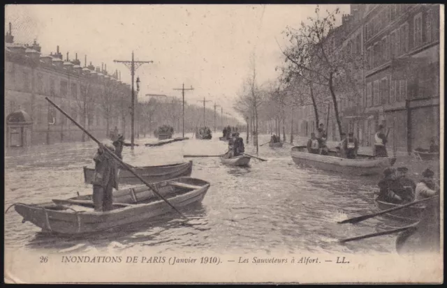 ALFORT 94 Floods de Paris January 1910 Les Sauveteurs en Barque animated CPA