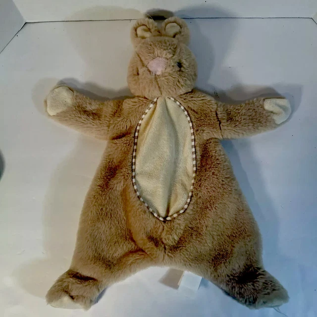 Kellytoy Bunny Rabbit Lovey Baby Security Blanket Plush Rattle Brown Tan