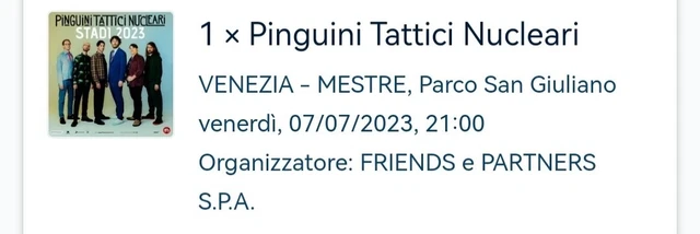 biglietto concerto PINGUINI TATTICI NUCLEARI (non cartaceo, online pdf)