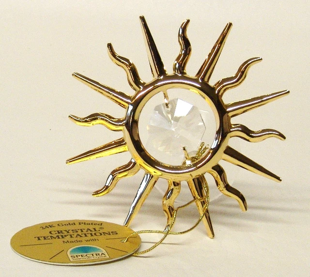 G 4095 Oro Sol Ventana Piedra Swarovski Cristal 24 Quilates Cristal 7,5 CM