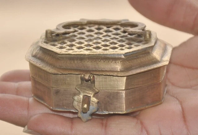 Vintage Handcrafted Cut Work 4 Compartment Brass Betel Nut Boxes