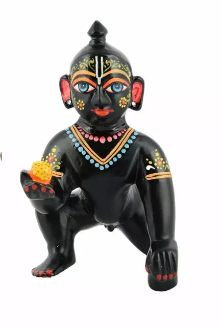Indian Pure Brass Black BalGopal Lord Laddu Gopal Ji Lord Krishna God Idol 4 In