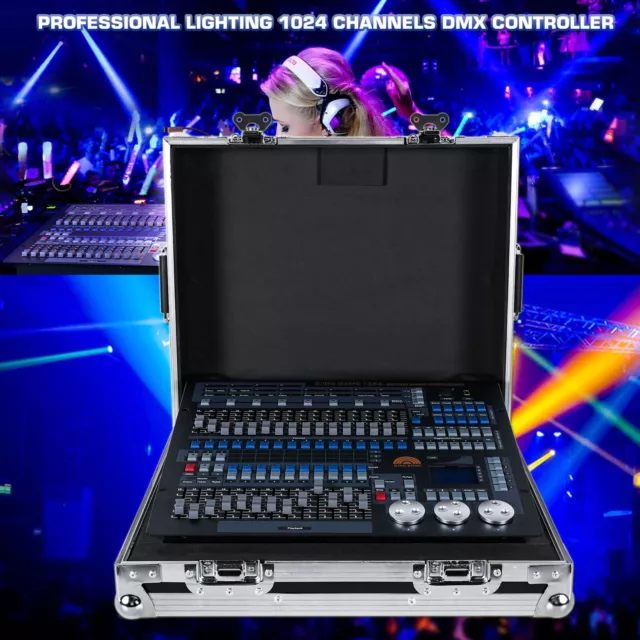 DMX512-Konsole 1024 Kanäle Lichtmischpult Dimmer Disco Party Show mit Flightcase