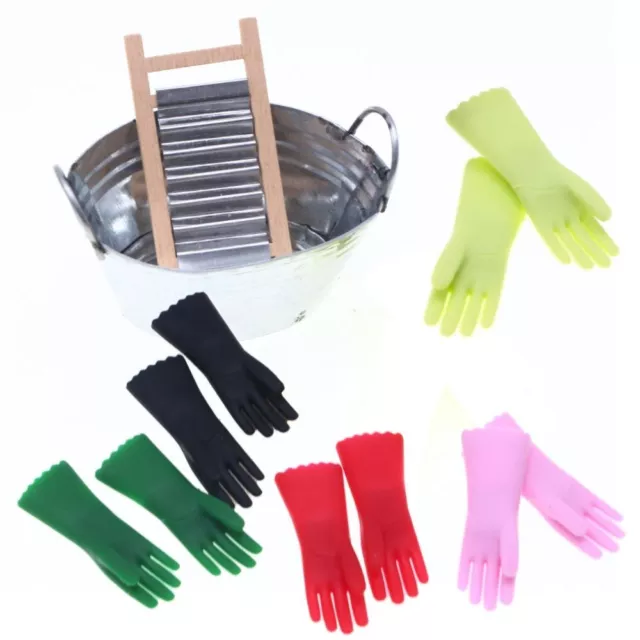 1/12 Scale Dollhouse Gloves Pink Green Mini Baking Glove  Universal