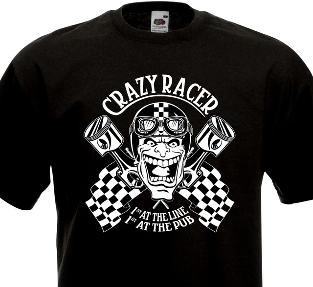 T-Shirt Crazy Racer - Mad Motociclista Vintage Motocicletta BSA Biker Triumph