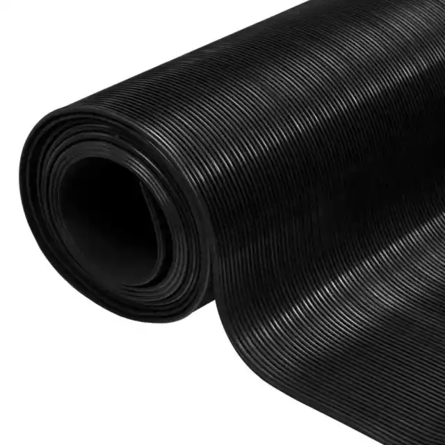 Rubber Rib Anti-Slip Floor Matting 3mm x 10m x 0.9m Roll - Black