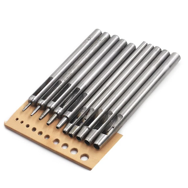 Kit artesanal de herramientas de perforación huecas hechas a mano cinturón de perforación redondo de cuero