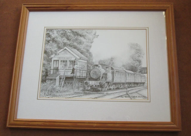 Chris Hutchins signierter Druck North Norfolk Railway Wensum Junction Dampfzug