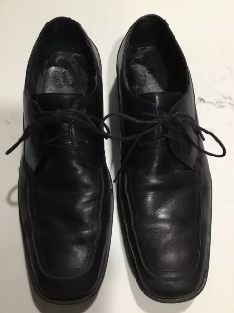 CLAIBORNE MEN SQUARE Toe Oxford Shoes Real Leather Black Size 11 $29.99 ...