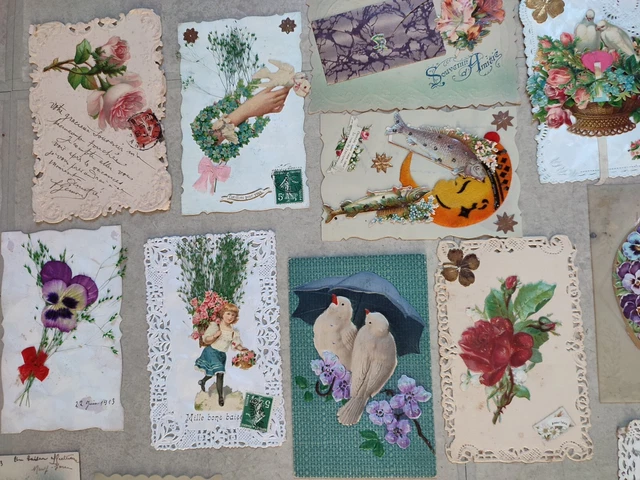 Superbe Lot De 55 Carte Postale Ancienne Fantaisie,Decoupis,Ajoutis,Gaufree.cpa 2