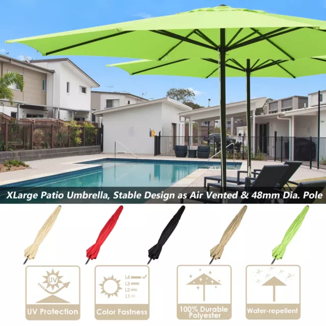 13' FT Sun Shade Patio Aluminum Umbrella UV30+ Outdoor Market Garden Beach Deck