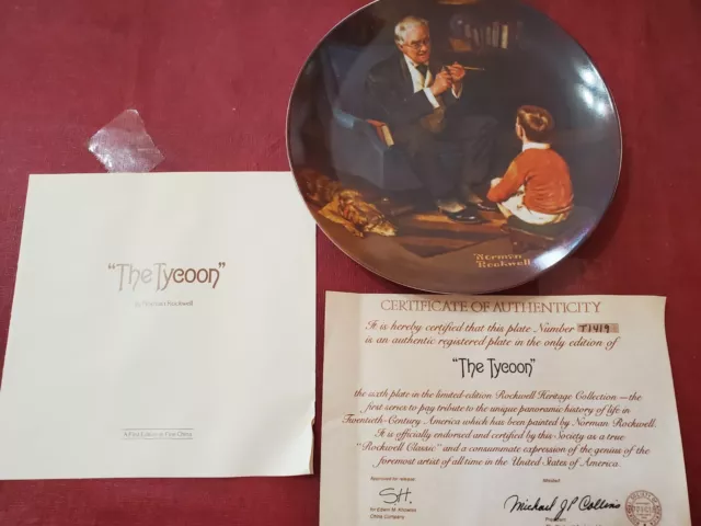 1981 Edwin M Knowles Rockwell Heritage Collection The Tycoon T1419 With COA