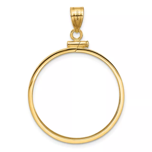 14k Yellow Gold 27mm Polished Screw Top Coin Bezel Pendant 3