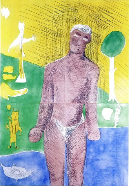 "The spirit of growth" Acquaforte in 5 colori di Sandro Chia cm 125x200 - 1991