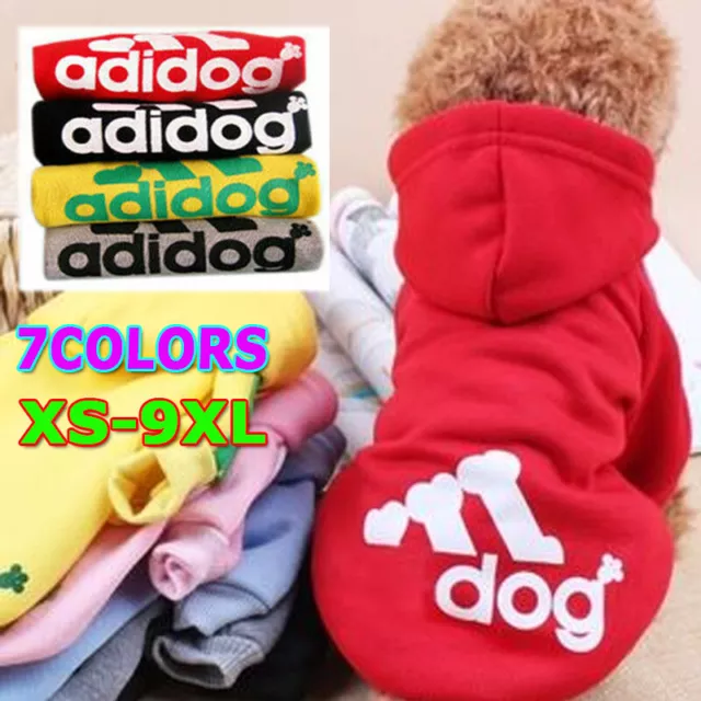 Adidog Pet Dog Clothes Winter Casual Warm Hoodie Coat Jacket Puppy Sweather UK