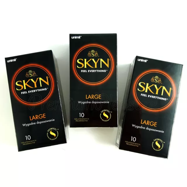 Skyn Grand Condoms King Taille XL XXL Polyisoprane sans Latex 3 Boîtes De 30 Pcs