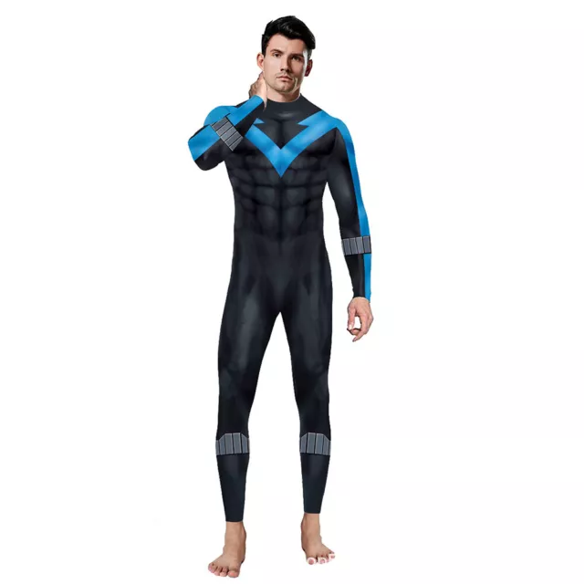 Dick Grays Nightwing Cosplay Jumpsuit Costume Halloween Party Bodysuit Zentai