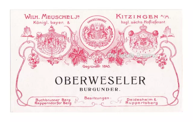 x2441 KITZINGEN Meuschel jr. OBERWESELER Weinetikett wine label