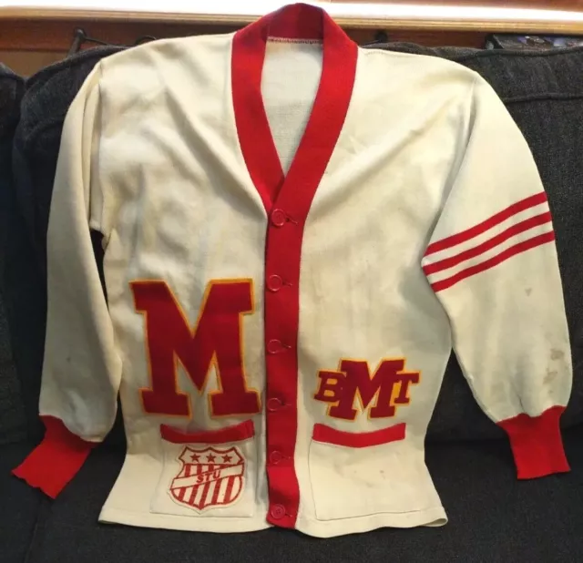 Vintage Letterman's Sweater Jacket 1950's 1960's Wool Double Letters READ!