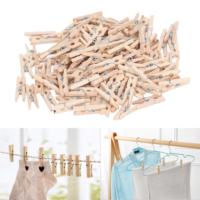 Hothap 50 Pezzi 25 * 3 mm Legno Naturale Vestiti Carta Fotografica Peg mollette da bucato Fai da Te Clips 25 - 2