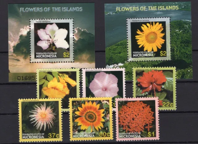 MICRONESIA  XF Mint Never Hinged Flowers of the Island, S/S (x2), Set