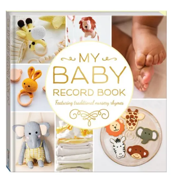 My Baby Record Book Hardcover + Nursery Rhymes Keepsake Shower Gift YELLOW GOLD