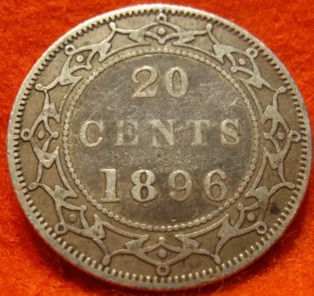1896 ~ Newfoundland Silver 20¢ ~Choice VF~Very Low Mintage 125,000