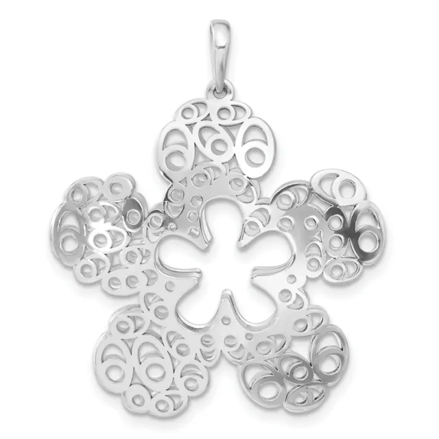 Sterling Silver Polished Filigree Flower Charm Pendant
