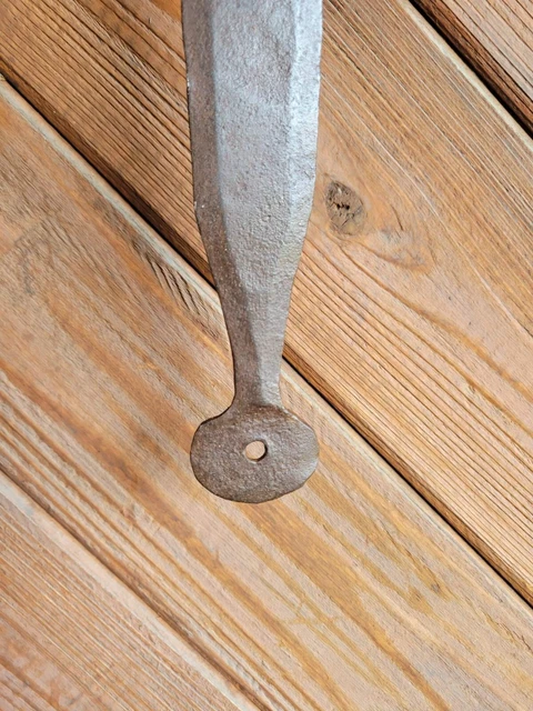 19c Antique Hand Wrought Forged Iron Barn Door Strap Hinges 23 1/4" 2