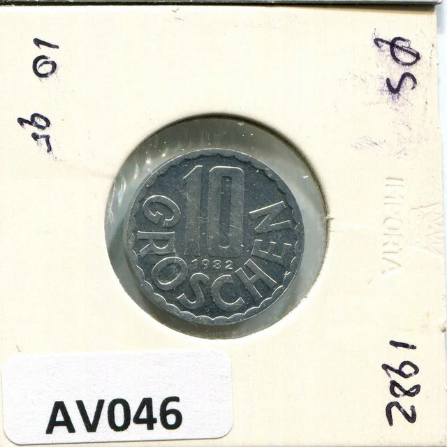 10 GROSCHEN 1982 AUSTRIA Coin #AV046C 3