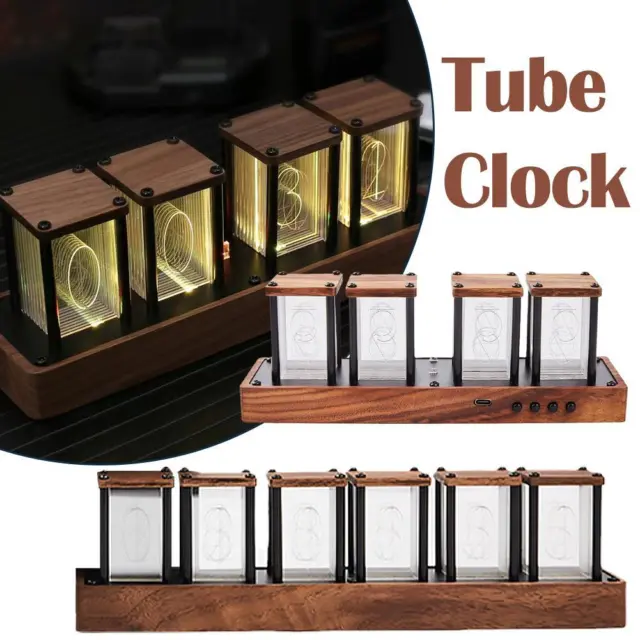 Analog Glow Tube Clock Create Electronic Digital Walnut Free Asse Alarm Q5O3