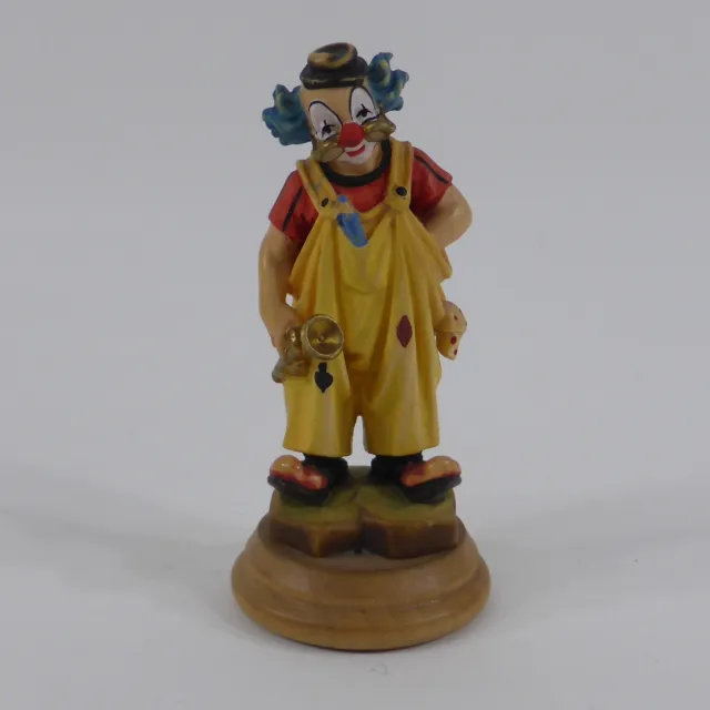Holzfigur Clown Piccolo Miniatur Holzschnitzerei Oberammergau bemalt 9 cm (52)