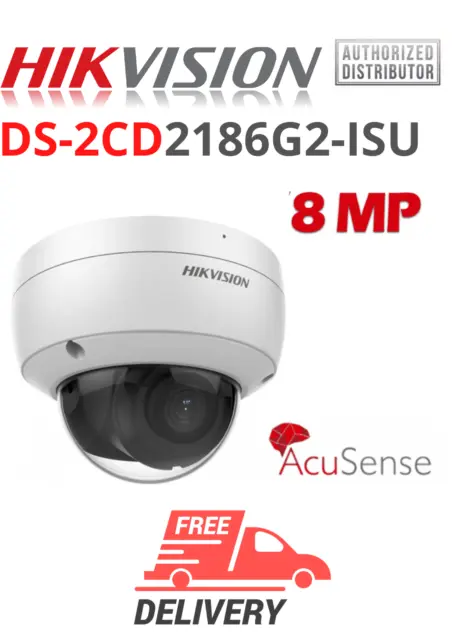 Hikvision DS-2CD2186G2-ISU F4 Caméra réseau à dôme fixe Acusense 4K 8 MP...