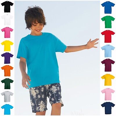 Kids Tshirt Boys Girls Childrens Plain T Tee Shirt Short Sleeve Top Age 1-15