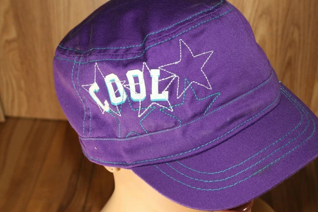 Women’s PURPLE COOL Cap Private Pocket Adjustable Hat Bling 1989 VTG EUC !