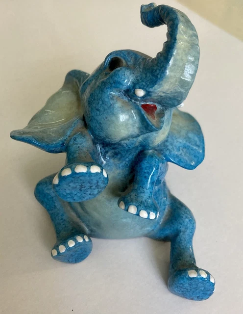 Elephant Kitty's Critters Skamp Happy Blue Elephant Cute Adorable