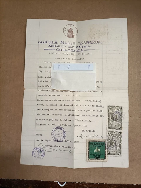 Documento Scolastico 1943 1944