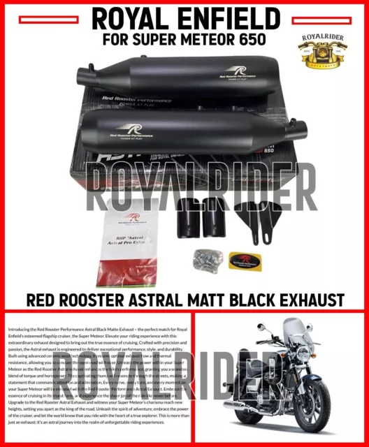 Convient à Royal Enfield "RED ROOSTER ECHAPPEMENT ASTRAL MATT BLACK Pour...