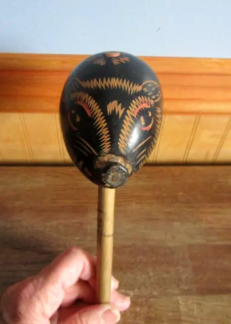 Guatemalan Hand Made Etched/Carved Animal Face Maraca