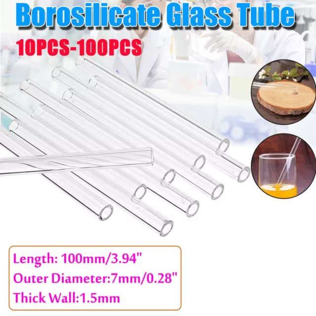 Borosilicate Glass Blowing Tubing 100mm Tubes 7mm OD 1.5mm Thick Wall Pyrex