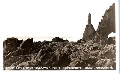 Rppc Cannon Beach Oregon Stove Rock Tillamook Point Seaside Or Real Photo H1
